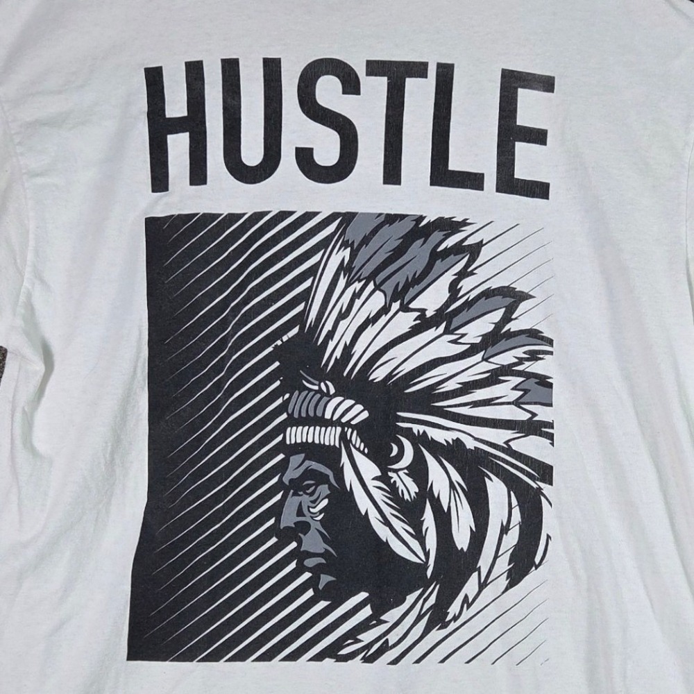 Bailey Apparel T-Shirt Mens 2XL White Hustle Native American Graphic Streetwear